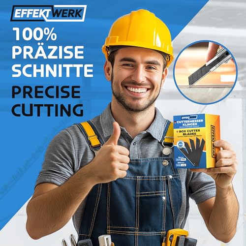 E?Werk - Box Cutter Blade Set - Black, 25 Pack - 18mm Utility Knife Replacement Blades - Heavy Duty Carbon Steel Snap Off Blades - Blade Refills for Utility Knives & Box Cutters