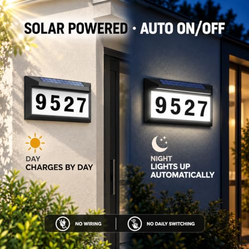 Eyrosa Solar Address Sign Lighted House Numbers - Black, 1 Pack