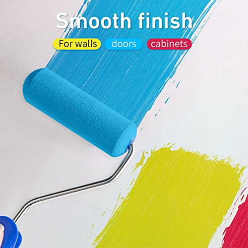 Small Foam Paint Roller Kit 4 Inch - 8 Pack for Walls, Furniture & DIY