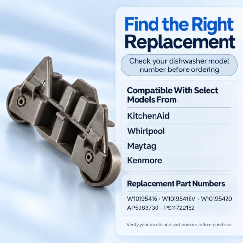 Kitchenaid/Whirlpool Dishwasher Lower Rack Wheels Replacement Pack of 4