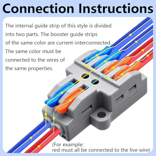 2-in-4-Out Terminal Blocks Kit - Lever Wire Connectors for Electrical Projects
