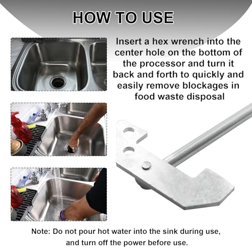 Garbage Disposal Wrench Set WRN-00 Compatible with Waste King Moen SinkErator – Alloy Steel Debris Removal Tool