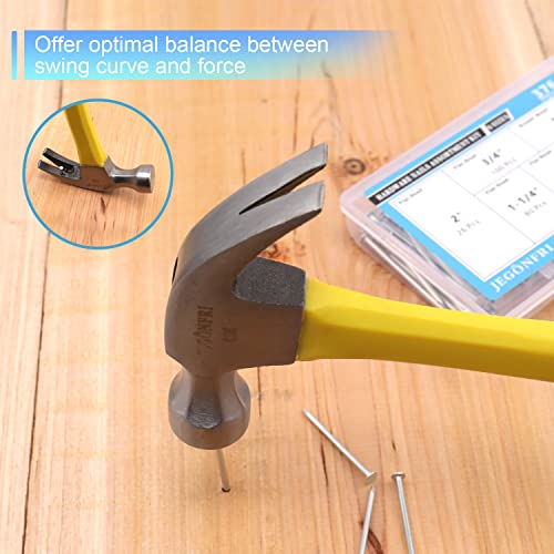 376PCS Nails & Hammer Set with 8oz Claw Hammer - DIY Hanging Picture Kit