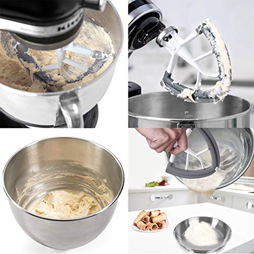 Vaxaape Flex Edge Beater for KitchenAid 4.5-5 Quart Tilt-Head Stand Mixers Grey