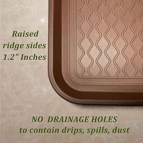 Large Multifunctional Boot Tray 2 Pack Boot Mat Washable Indoor or Outdoor Tray Mat for Shoes Boots Plants Pots Paint Tins Pet Bowls Car Storage, 30 x 15 x 1.2 Inches (Brown)