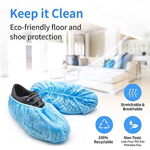 22 Premium XL Booties -Thick Extra Large Disposable Boot & Shoe Covers, Non Slip Water Resistant Foot Protectors, Construction Durable 42GSM for Indoors Outdoors, Up to US Men 13, Women 15