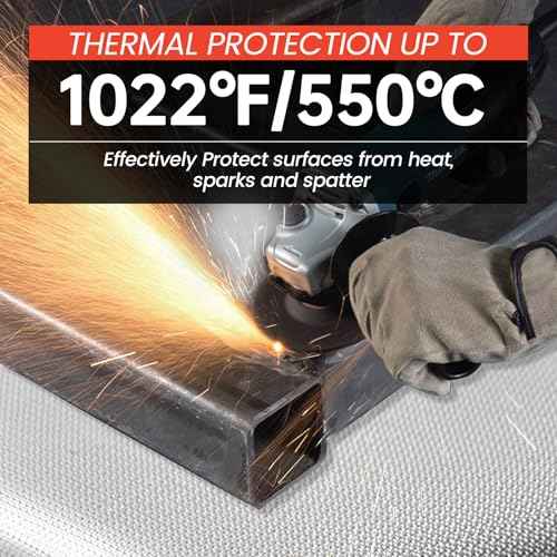 Heavy Duty Welding Blanket, 4x6ft Silicone Coated Fiberglass Welding Curtain with Grommets, Fireproof Insulation Blanket for Industrial Welding Cutting, Multi-use Fire Blankets for Smoker Grill-Grey