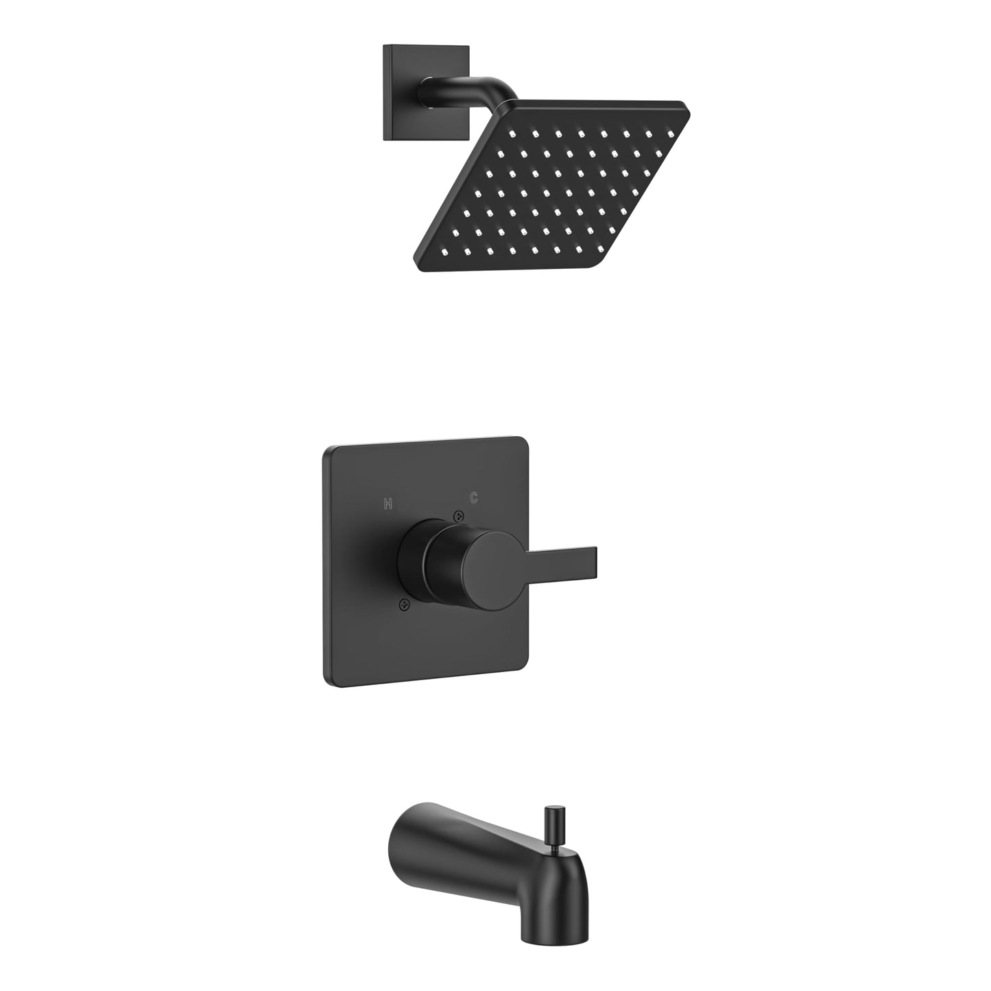 Replacement for Delta 13/14 Series Shower Trim Kit, Compatible with Delta R10000 Valve Tub Shower Faucet Set, Black Shower Head and Handle Set, Matte Black (Cartridge and Valve Not Included)