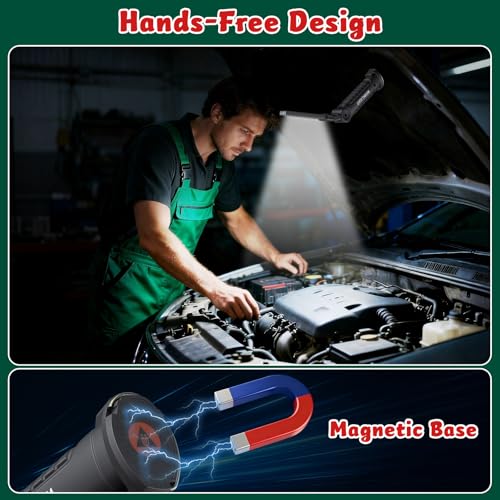 LNRYY 4-Pack Magnetic Work Light - Rechargeable, 360° Rotatable, Bright LED, Portable, Xmas Gift for Men Dad