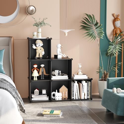 C&AHOME Black 6-Cube Storage Organizer Shelf Cube Bookcase Closet