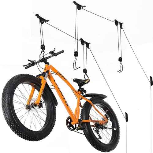 Wallmaster Ceiling Bike Mount Hanger, Bike Ceiling Lift Hoist, Bike Pulley System for Garage, Indoor Bicycle Hooks, 2 pack