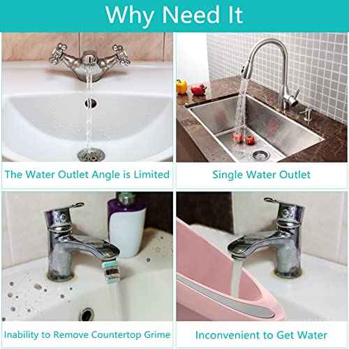 1080¡ÆSwivel Faucet Extender, Sink Water Faucet Aerator Extension in Brass, Swivel Robotic Arm Bathroom Faucet Extender, Kitchen Rotating Extension Filter with 2 Mode Splash