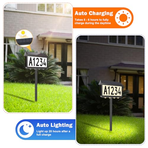 Brightever Black Solar Address Sign with 3 Light Modes, Waterproof Wall Mount
