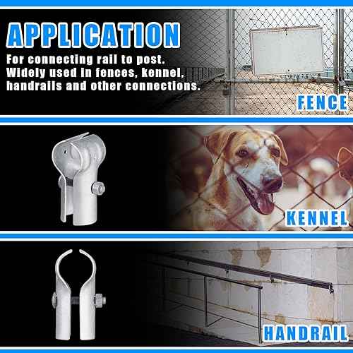 Tandefio 2 Pcs 1-3/8" Pipe Clamp Chain Link Fence T Clamp Galvanized Steel End Rail Clamp for OD Pipe, Bolts and Nuts Included