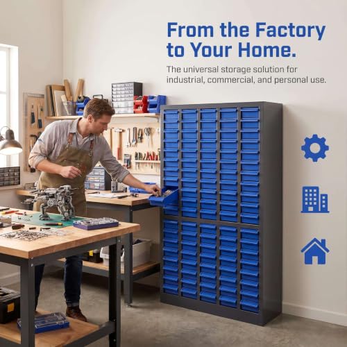 100-Drawer Parts Cabinet with Dividers and Labels – Stainless Steel & ABS Organizer