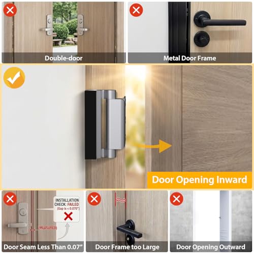 EverPlus Silver Front Door Reinforcement Lock - Heavy Duty Security Latch