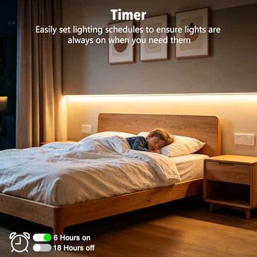 echosari Warm White 9.8Ft Battery LED Strip Lights with Remote, Dimmable, Waterproof