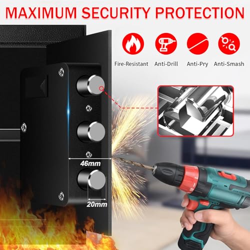 Psisuvry 1.2 Cu Ft Small Fireproof Home Safe with Digital Keypad & Removable Shelf