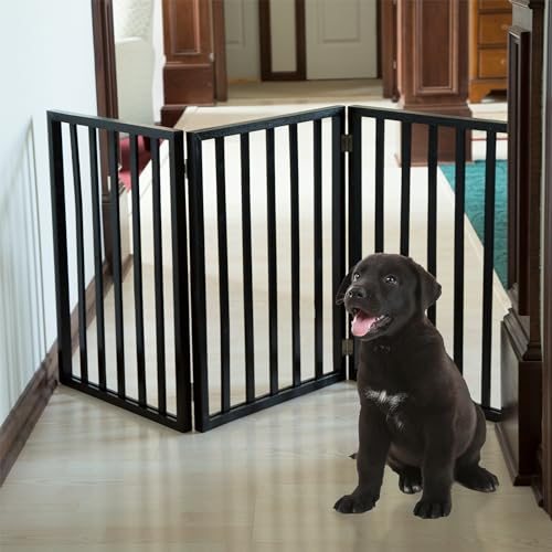 PETMAKER Black 3-Panel Foldable Indoor Dog Gate - 54x24 Inch Freestanding Pet Fence