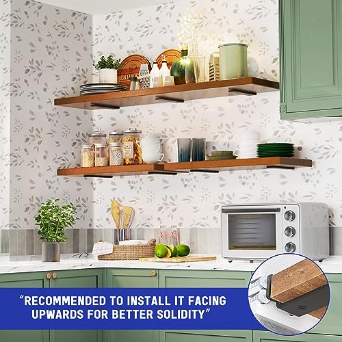 Goovilla 6 Inch Black Heavy Duty Shelf Brackets Pack of 6 - Wall Mount Floating Shelving Hardware