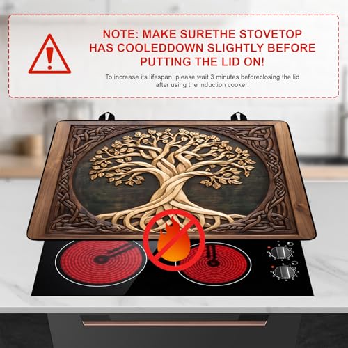 Tree of Life 28x20 Inch Stove Top Cover - BVBOX Non-Slip Silicone Protector, 2 in 1 Kitchen Mat for Stovetop & Countertop