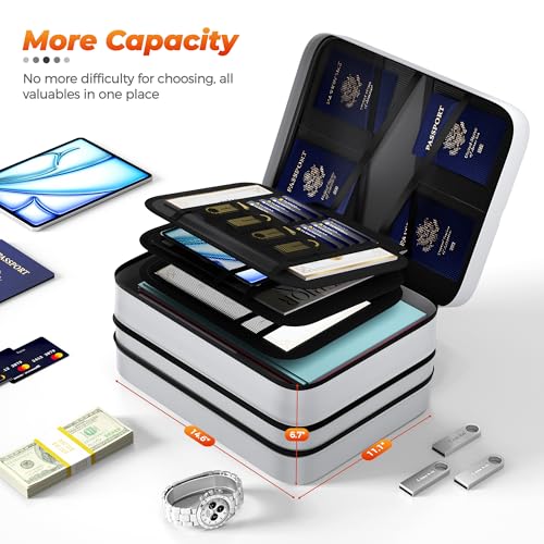 Fireproof Document Bag with lock, Expandable Capacity Document Organizer with Zipper Protection, Fireproof £¦ Waterproof Box for File Storage, Portable Home Travel for Important Documents, Soft Bag