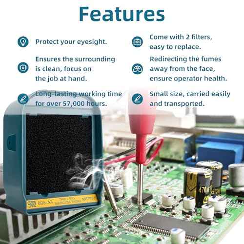 Soldering Fan Smoke Absorber Solder Fume Extractor for Soldering DIY Fan Extraction Equipment Solder Sucker Prevention Absorber Solder Fume Extractor Station. (FA-400)