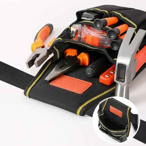 Tool Belt, Small Tool Pouch with Belt Clip, Electrician Tool Pouch, Tool Belts for Men, Utility Pouch with Adjustable Belt for Electrician,Carpenter,Construction,7 Pocket Organizer