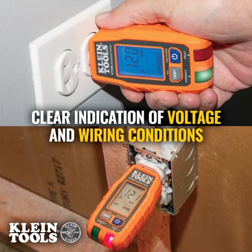Klein Tools Receptacle Tester with LCD Display - GFCI & Wiring Fault Detection