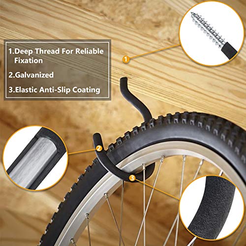 KURUI 8 Pack Heavy Duty Screw Hooks for Hanging Plants, String Lights, Bicycles, No Drill Wall Mount, 5.7 Inch