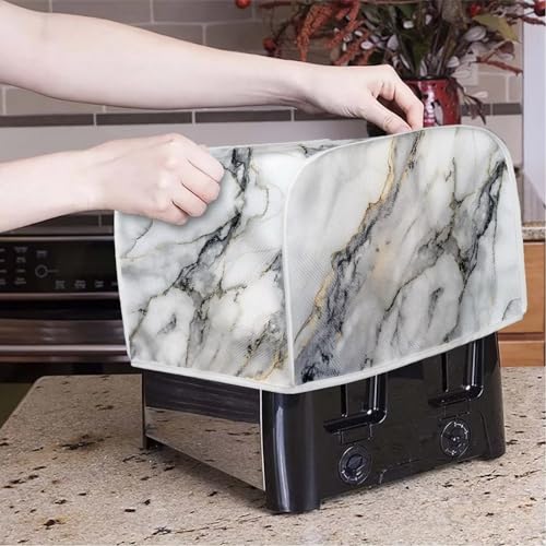 NETILGEN 4 Slice Toaster Dust Cover – Grey White Marble, 12.4 x 10.6 x 8.2 inches