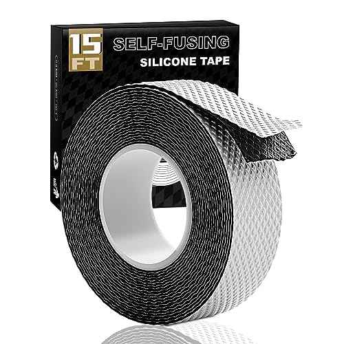 Self Fusing Silicone Tape, 15Ft Silicone Grip Tape for Handle Sealing Rubber Tape, No Adhesive Handle Grip Tape for Pull Up Bar, Barbell, Gym Equipment & Tools