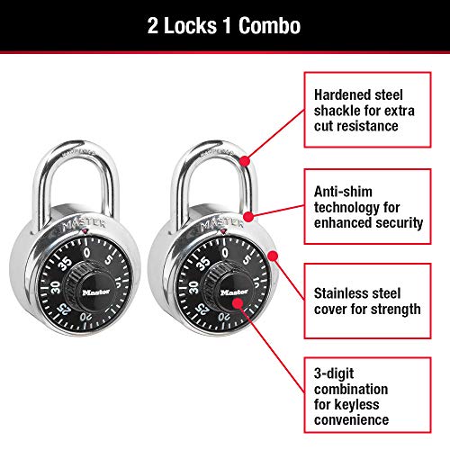 Master Lock 1500T Combination Padlock 2-Pack Black Indoor Locker Locks