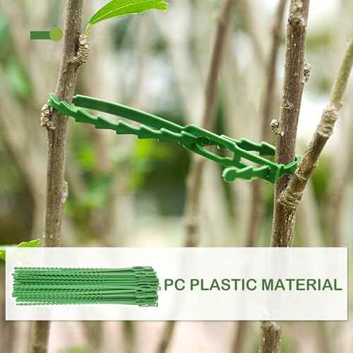 Green Zip Ties, 5 Inch Adjustable Plant Ties, 50PCS Plastic Twist Ties for Outdoor Garden Climbing Plants, Premium Heavy Duty Self-Locking Decoration Tie Wraps Support Tree Shrub Vine