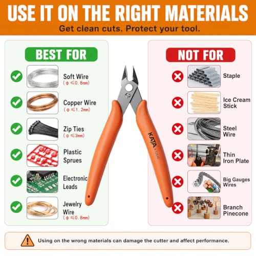 KATA 5-Inch Mini Flush Wire Cutters for Jewelry & Model Making - 1 Pack Orange