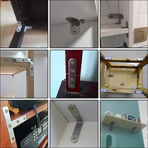 245mm Stainless Steel Flat Brackets Set with Screws - 4 Pack