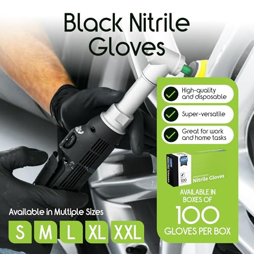 Inspire Black Nitrile Disposable Gloves Medium - Box of 100