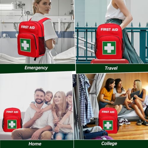 Gatycallaty Red 5-Piece Durable First Aid Backpack for Workplace & Outdoors