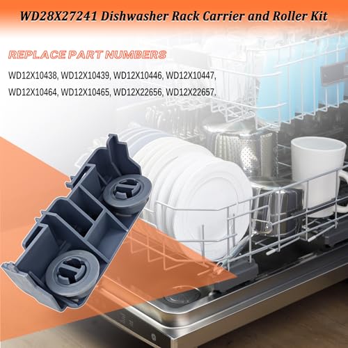 EfenaLife WD28X27241 Dishwasher Lower Rack Carrier & Roller Kit for GE (Replaces WD12X10438/39/46/47/22656/22657) – 1 Pcs