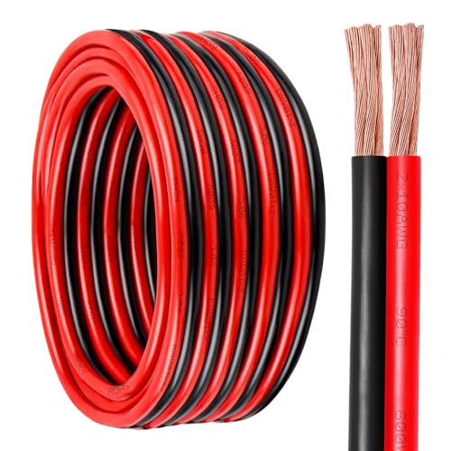 10FT 10 Gauge Copper Battery Cable - 2 Conductors, Outdoor Rated