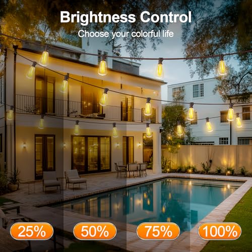 MGVIH 100ft Remote Dimmable Waterproof Outdoor String Lights with 37 LEDs