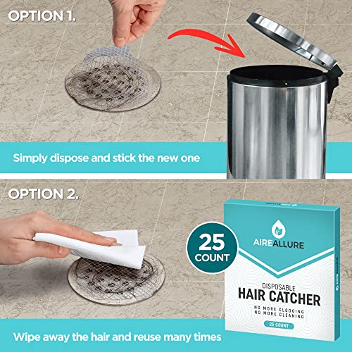 3.5 Inch Disposable Shower Drain Hair Catcher Mesh Stickers - 25 Pack