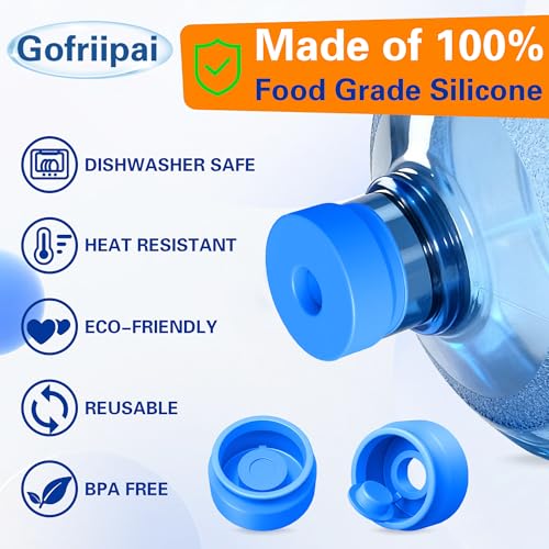 Gofriipai 3 Gallon Water Jug Cap - Reusable Silicone Leak-Proof Bottle Lid