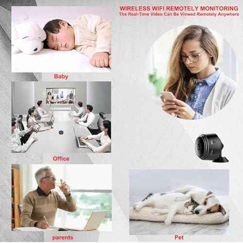 Mini Camera for Home Use, Mini Security Wireless WiFi Camera, HD 1080P Indoor/Outdoor Night Vision Nanny Cam for Baby, Pets, Compatible with Smartphone, Tablets(Black)