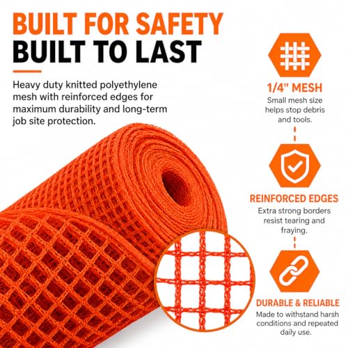 ATERET 4' x 150' Debris Safety Netting Orange Fire Retardant Construction Mesh