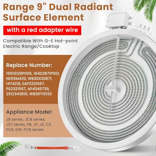 Fetechmate WB30X24111 / WB30T10133 9 In Dual Radiant Element – 2 Adapters Included