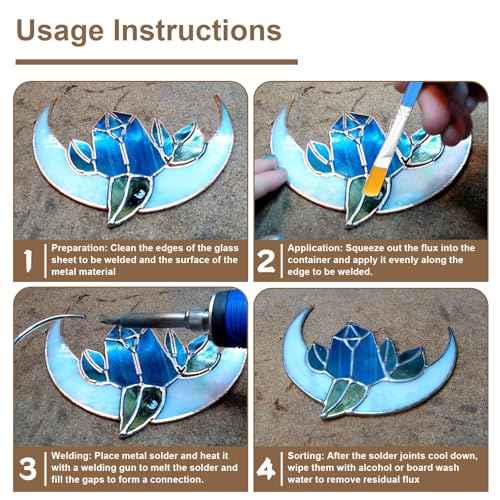 Liquid Flux Soldering 100ml - Stained Glass Flux for Soldering Work, Glass Repair and More - Stain Glass Tools and Supplies - Waterbased Liquid Zinc Flux for Stained Glass