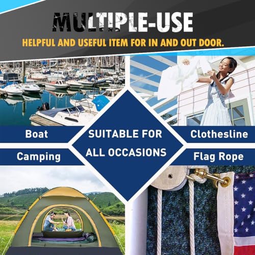 PERKHOMY Black 1/4 Inch (7mm) Polyester Rope - 90 ft Utility Climbing & Camping Cord