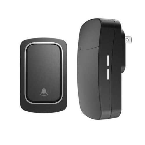 Self-Powered Wireless Doorbell for Home/Office - IP66 Waterproof, Plug-in Doorbell Kit with No Battery Required, 500ft/150m Range & Custom Chimes for Cabin/Classroom (Black)
