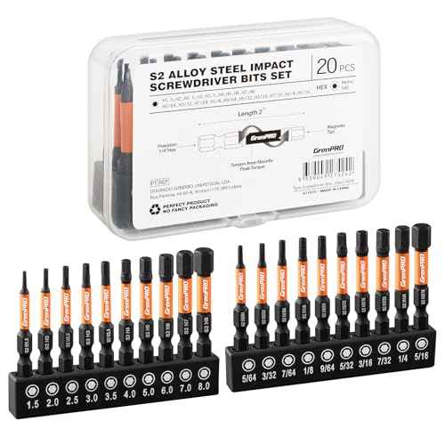 Allen Wrench Drill Bit Set Hex Head Impact Driver Bit Set 20pc (Metric&SAE), 1/4¡± Hex-Shank Magnetic Hex Key Bit Set 2¡± Long Bit Socket Set, Allen Key Screwdriver Driver Bits Sets